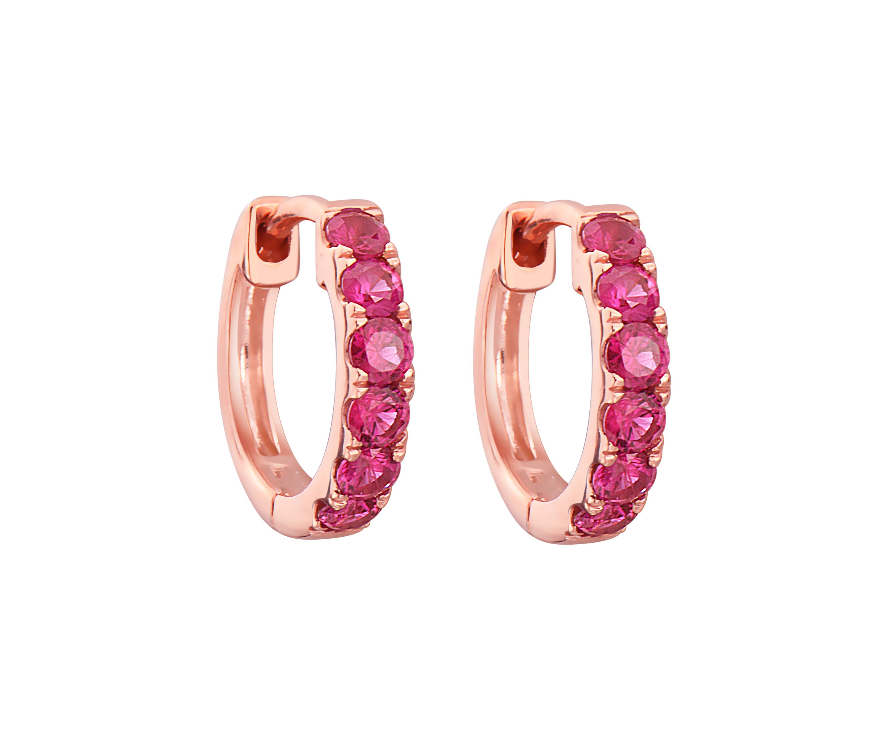 1/2 ct. t.w. Ruby Huggie Earrings in 14k Rose Gold 