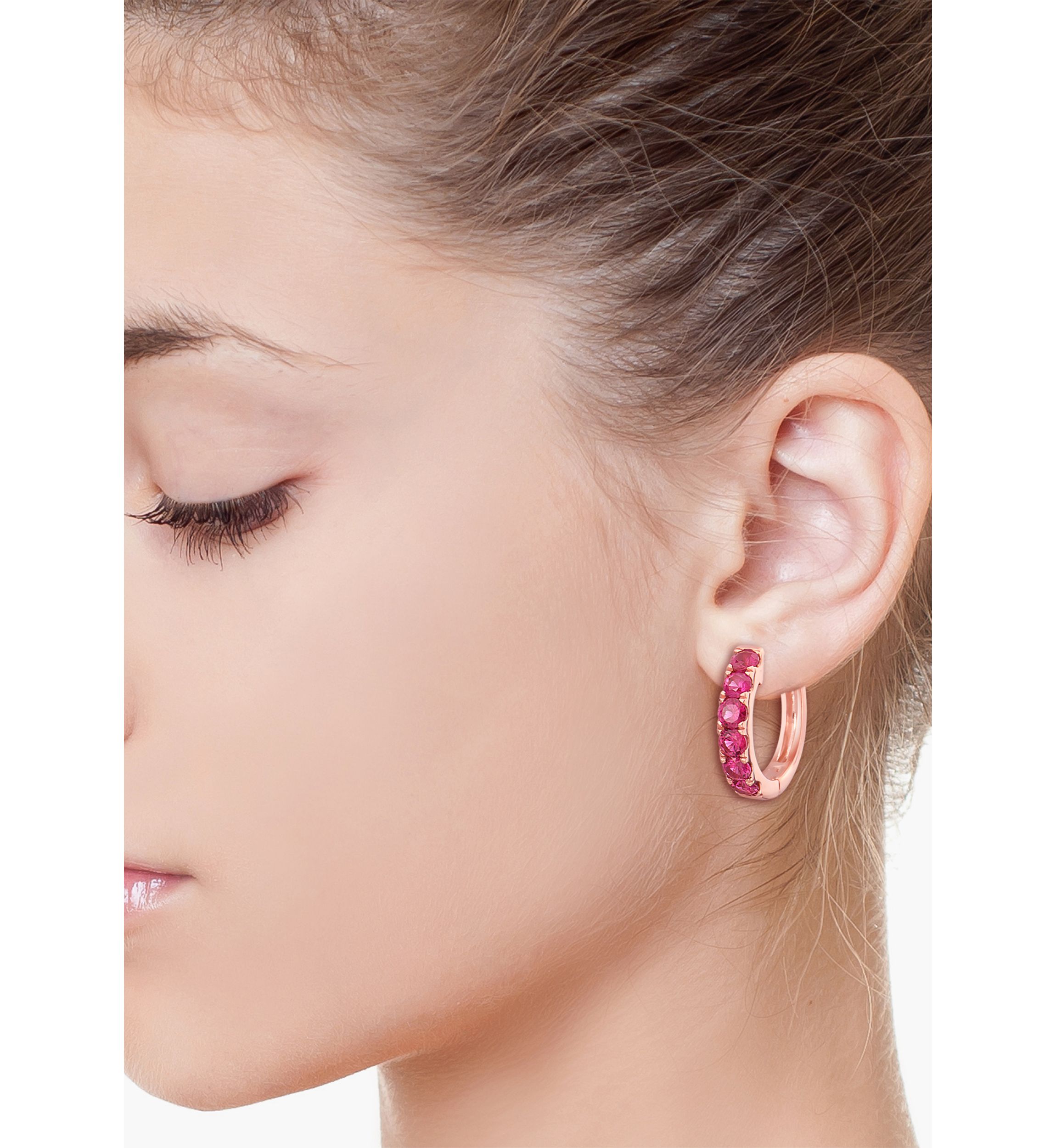 1/2 ct. t.w. Ruby Huggie Earrings in 14k Rose Gold 