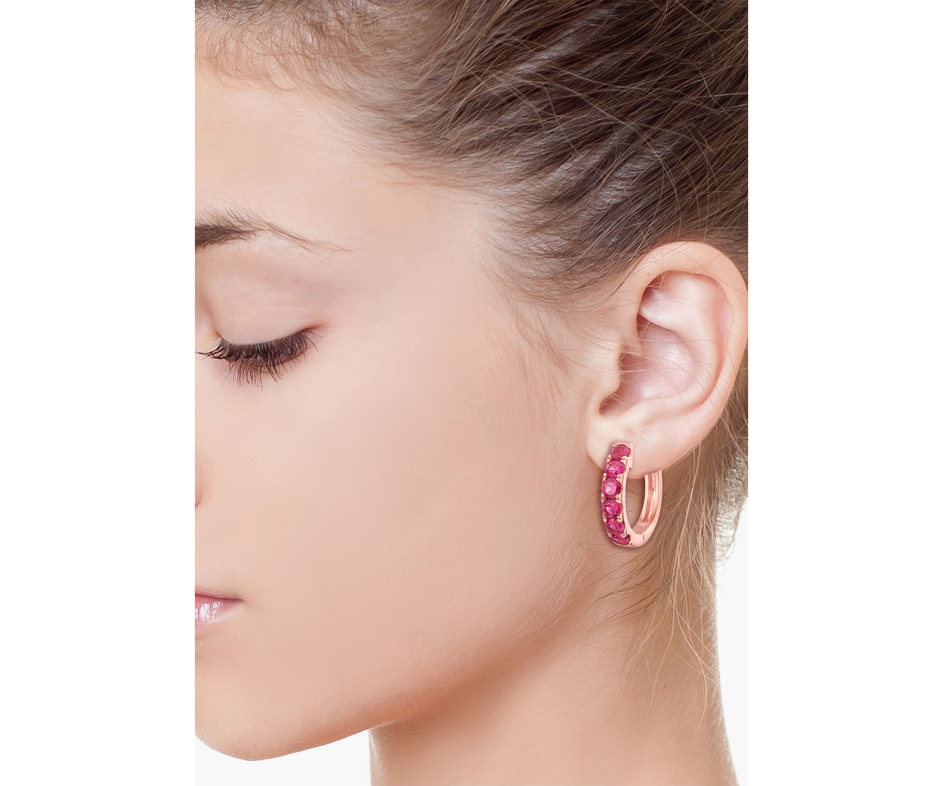 1/2 ct. t.w. Ruby Huggie Earrings in 14k Rose Gold 