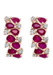 1.86 ct. t.w. Natural Rubies and 1/3 ct. t.w. Diamonds Hoop Earrings in 14k Rose Gold 