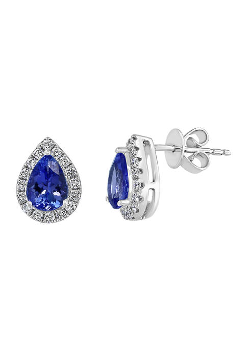  1.14 ct. t.w. Tanzanite and 1/3 ct. t.w. Diamond Earrings in 14K White Gold