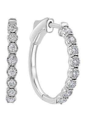 Effy 3/8 Ct. T.w. Diamond Hoop Earrings In 14K White Gold