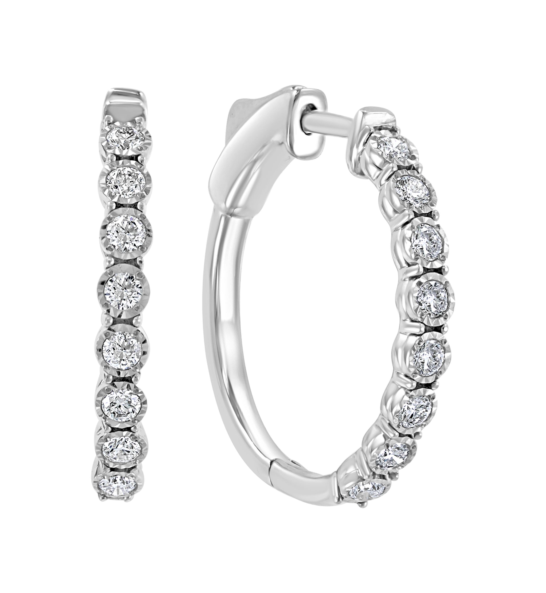  3/8 ct. t.w. Diamond Hoop Earrings in 14k White Gold