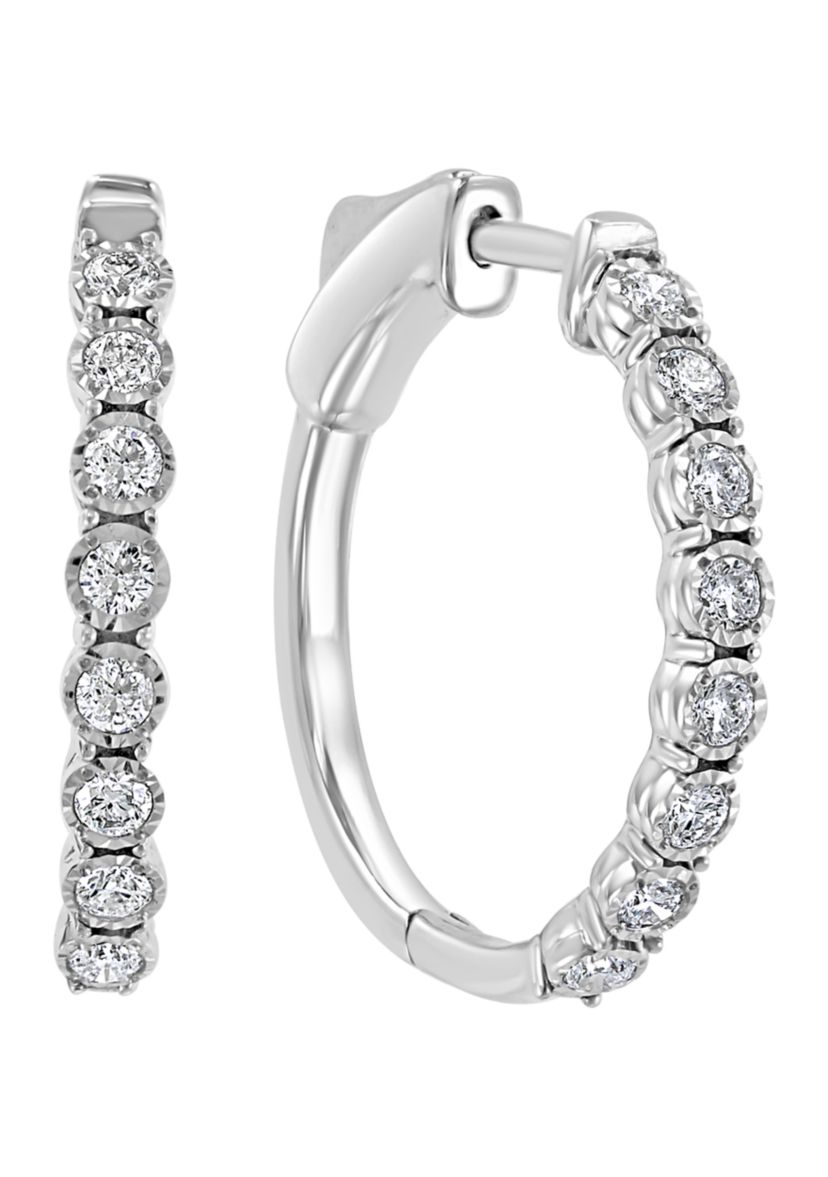  3/8 ct. t.w. Diamond Hoop Earrings in 14k White Gold