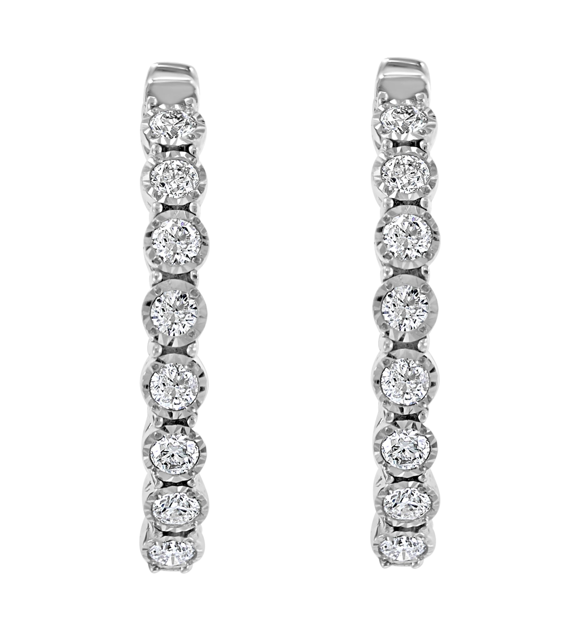  3/8 ct. t.w. Diamond Hoop Earrings in 14k White Gold