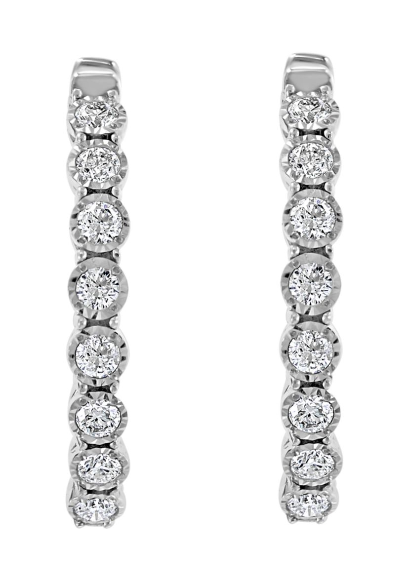  3/8 ct. t.w. Diamond Hoop Earrings in 14k White Gold