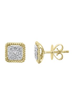 Effy 1/3 Ct. T.w. Diamond Square Earrings In 18K Yellow Gold