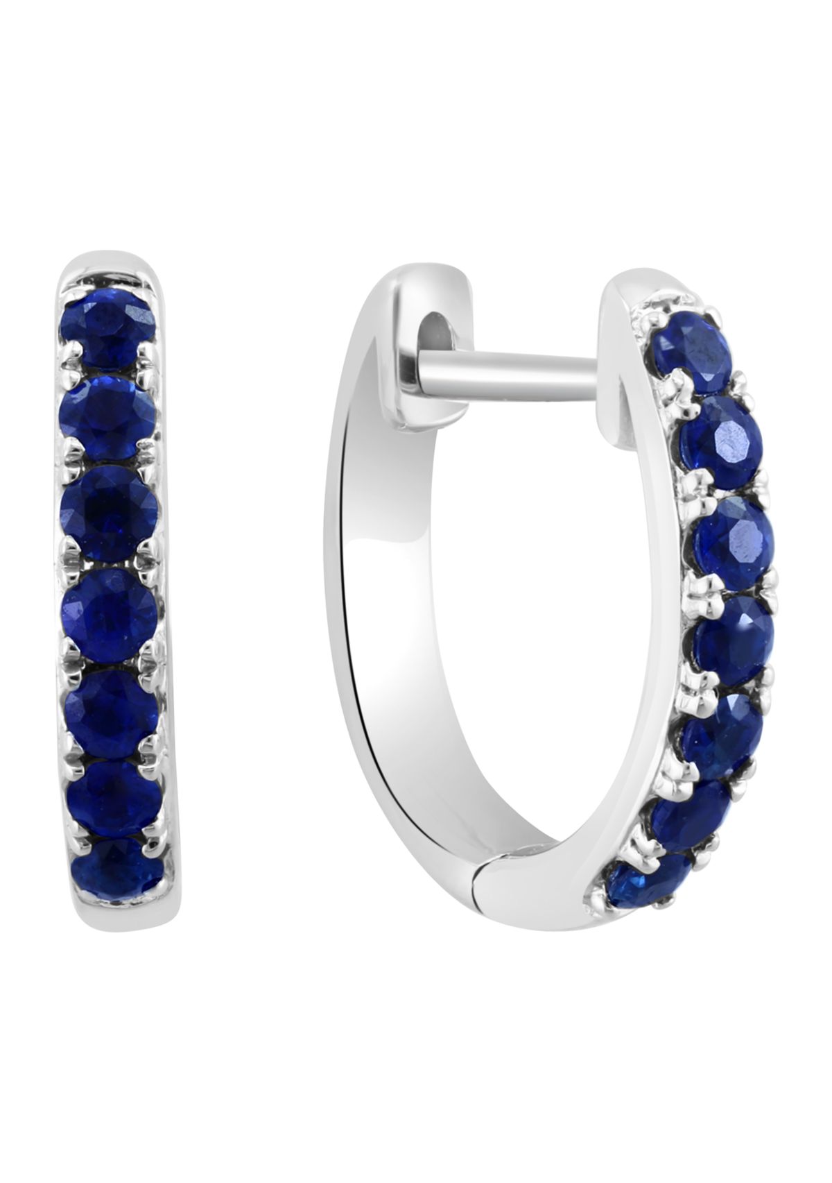 Natural Sapphire Earrings in 14K White Gold