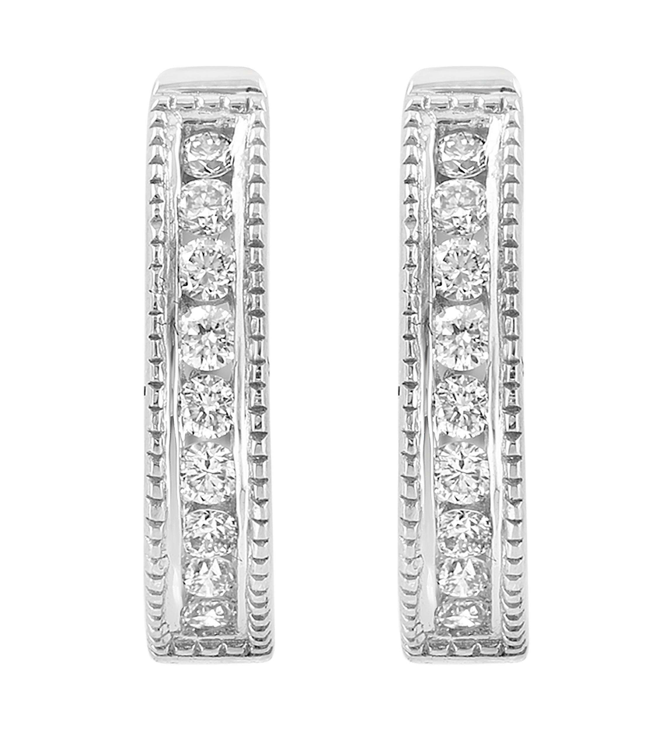 1/5 ct. t.w. Diamond Hoop Earrings in 14K White Gold 