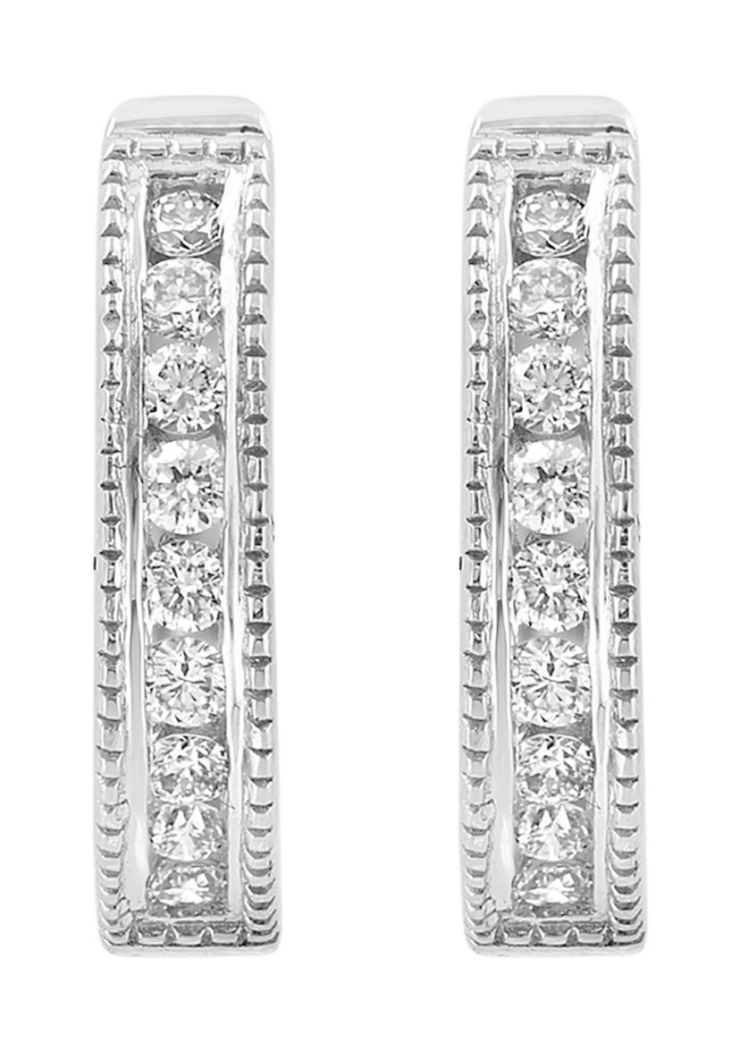 1/5 ct. t.w. Diamond Hoop Earrings in 14K White Gold 