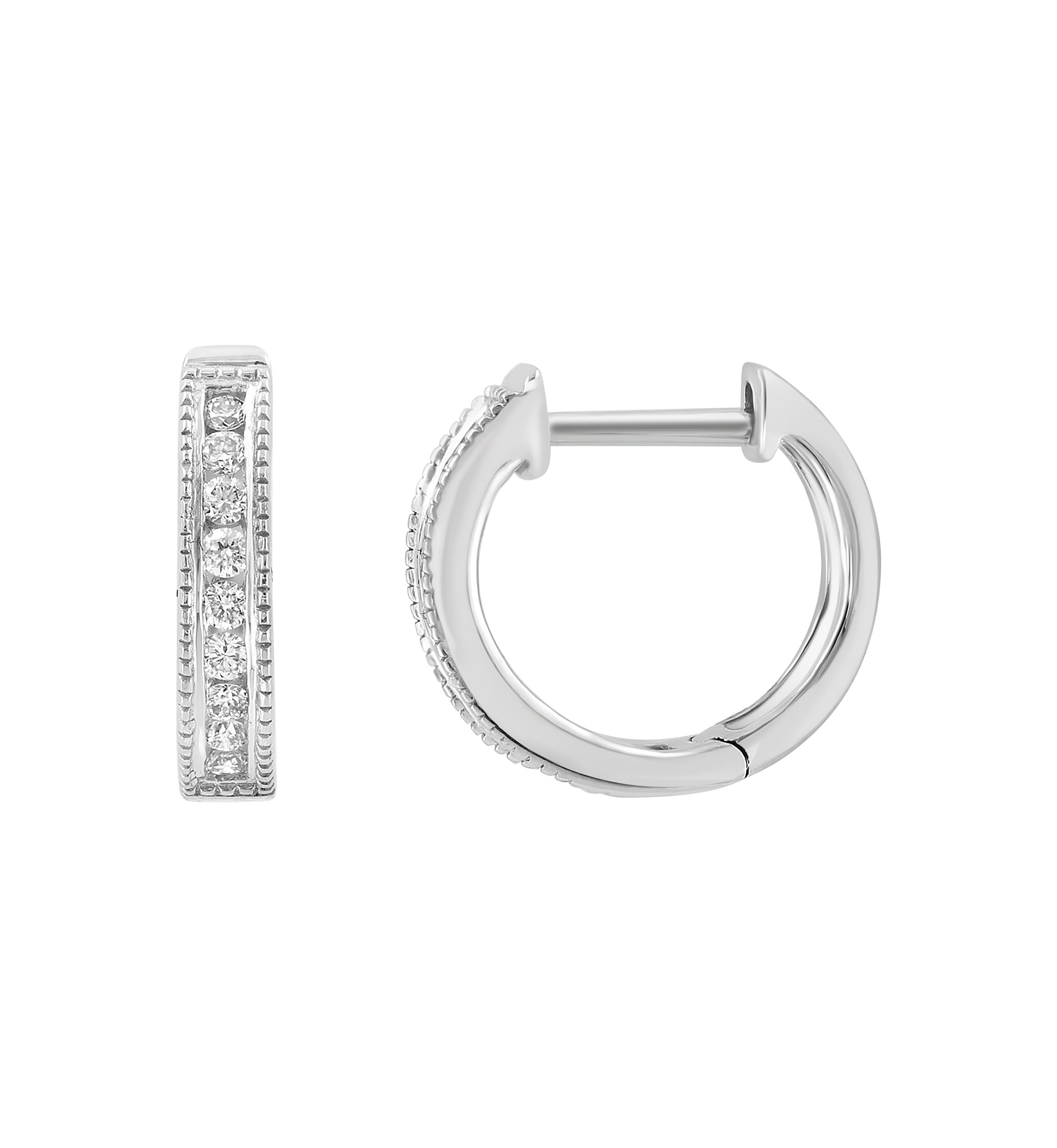 1/5 ct. t.w. Diamond Hoop Earrings in 14K White Gold 