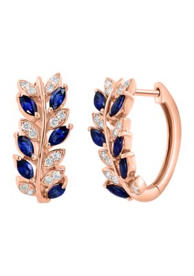 Effy 1/4 Ct. T.w. Diamond, 1.03 Ct. T.w. Sapphire Earrings In 14K Rose Gold, Yellow -  0191120815305