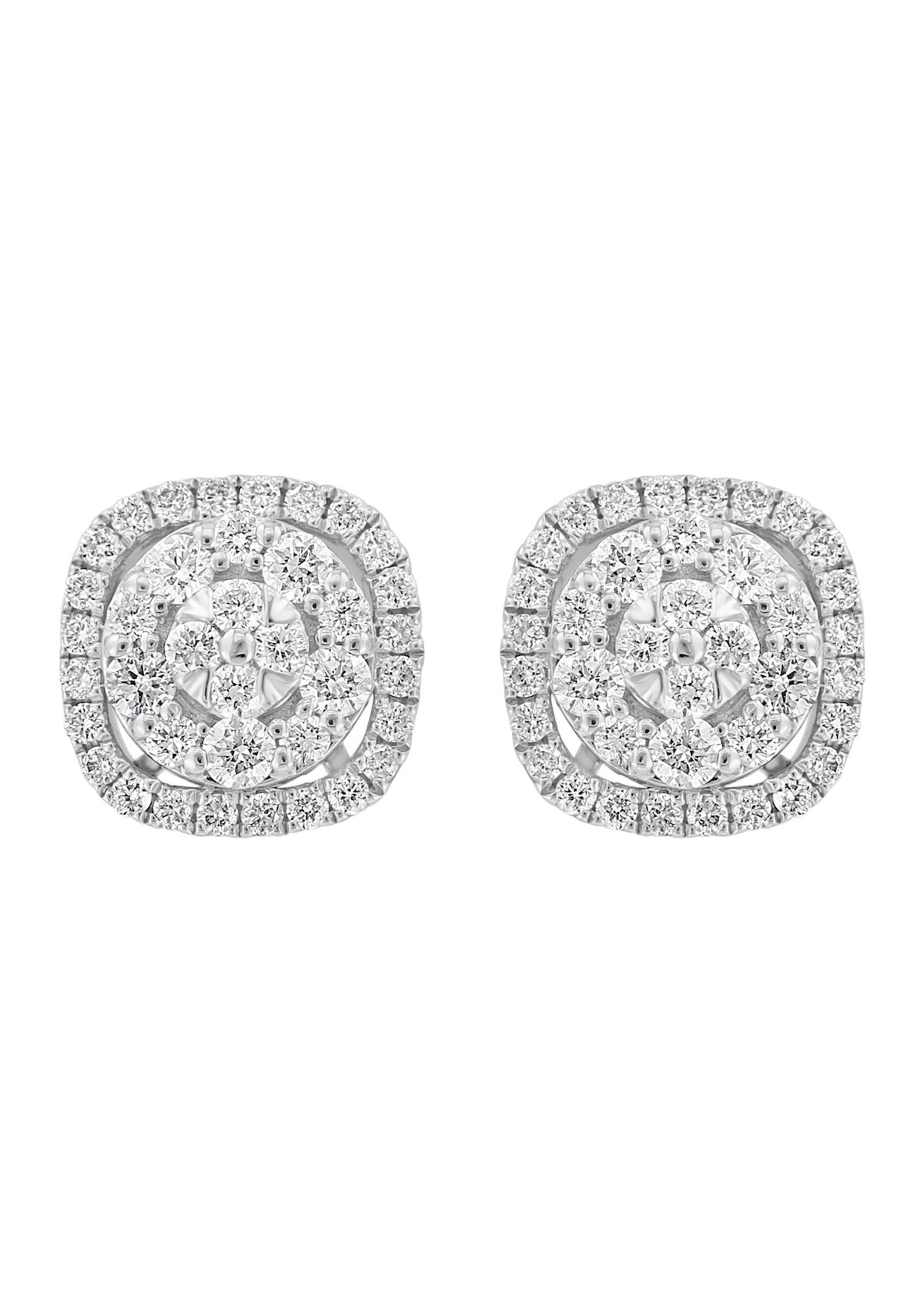 5/8 ct. t.w. Diamond Button Earrings in 14K White Gold 