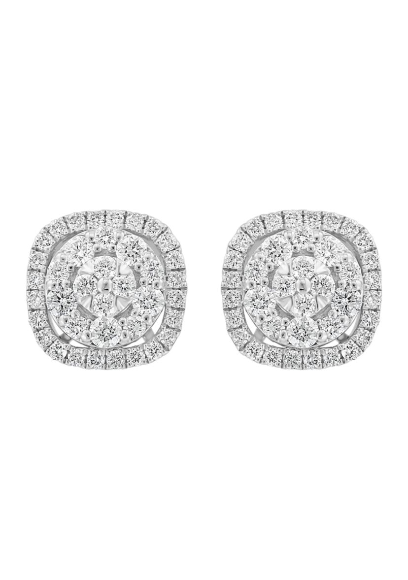 5/8 ct. t.w. Diamond Button Earrings in 14K White Gold 