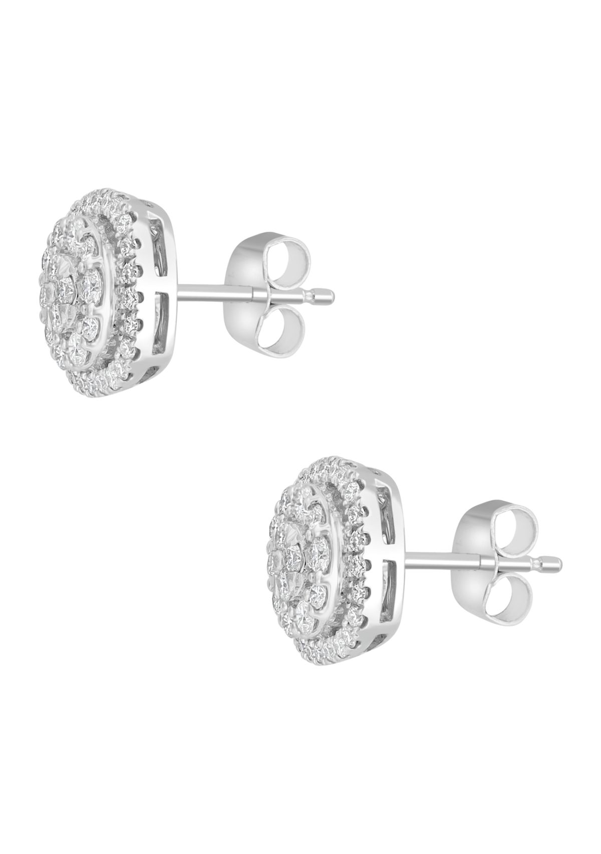 5/8 ct. t.w. Diamond Button Earrings in 14K White Gold 