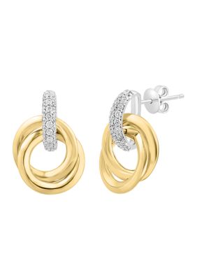 Effy 3/8 Ct. T.w. Diamond Drop Earrings In 14K White & Yellow Gold