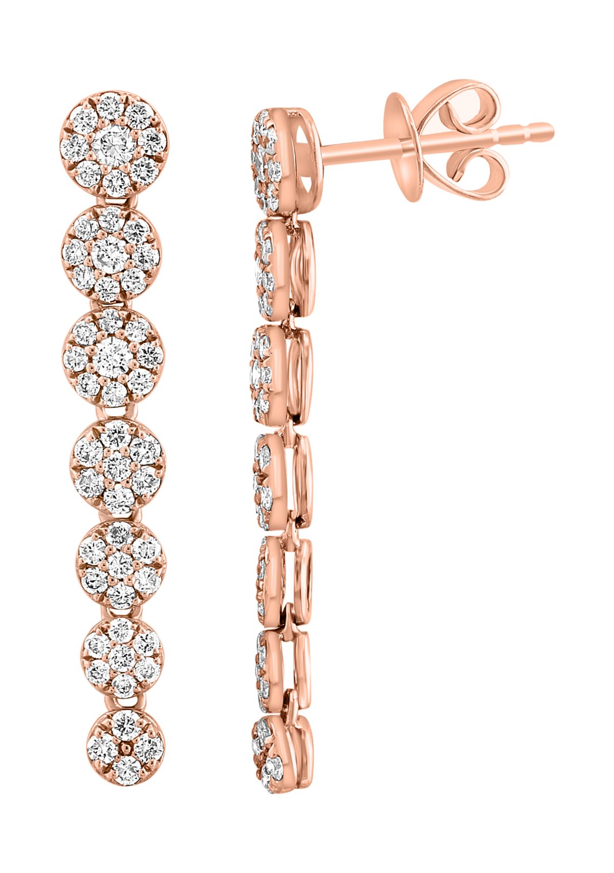 Diamond Drop Earrings in 14K Rose Gold