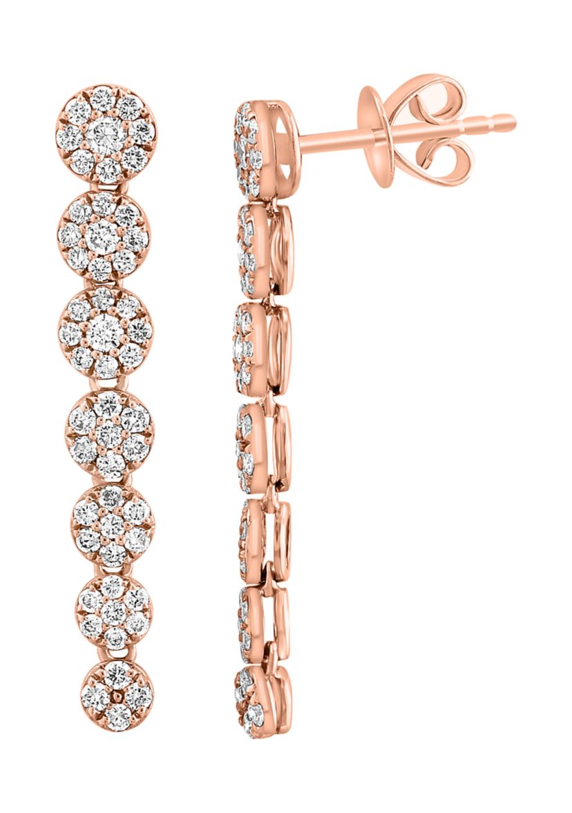 Diamond Drop Earrings in 14K Rose Gold