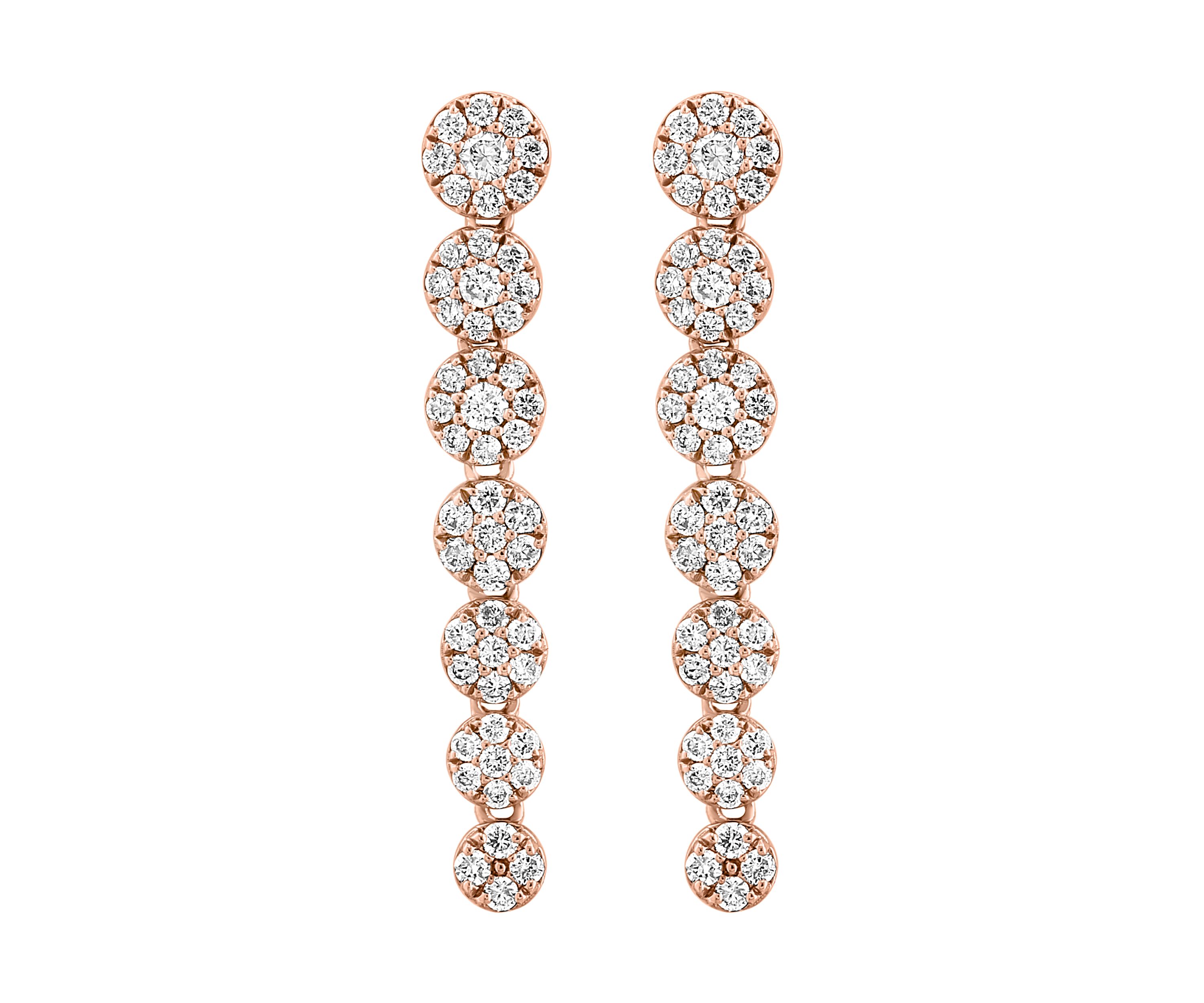 Diamond Drop Earrings in 14K Rose Gold