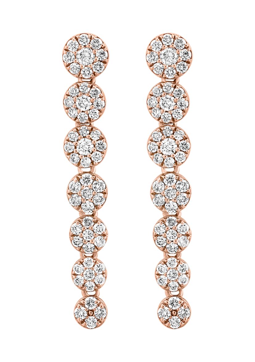 Diamond Drop Earrings in 14K Rose Gold
