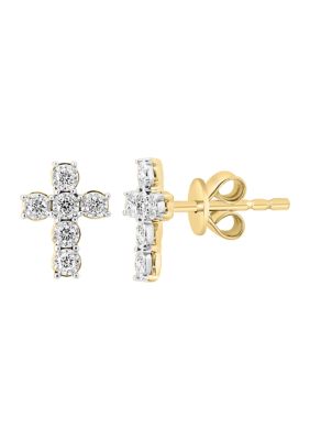 Effy 1/5 Ct. T.w. Diamond Earrings In 14K White And Yellow Gold