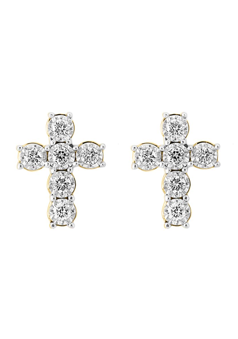 1/5 ct. t.w. Diamond Earrings in 14K White and Yellow Gold