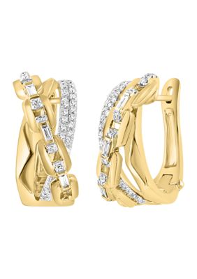 Effy 1/2 ct. t.w. Diamond Crossover Earrings in 14K Yellow Gold -  5400452VP0GR70DD4