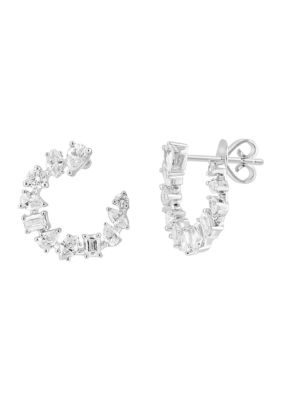 Effy Diamond Hoop Earrings in 14K White Gold -  0191120805375