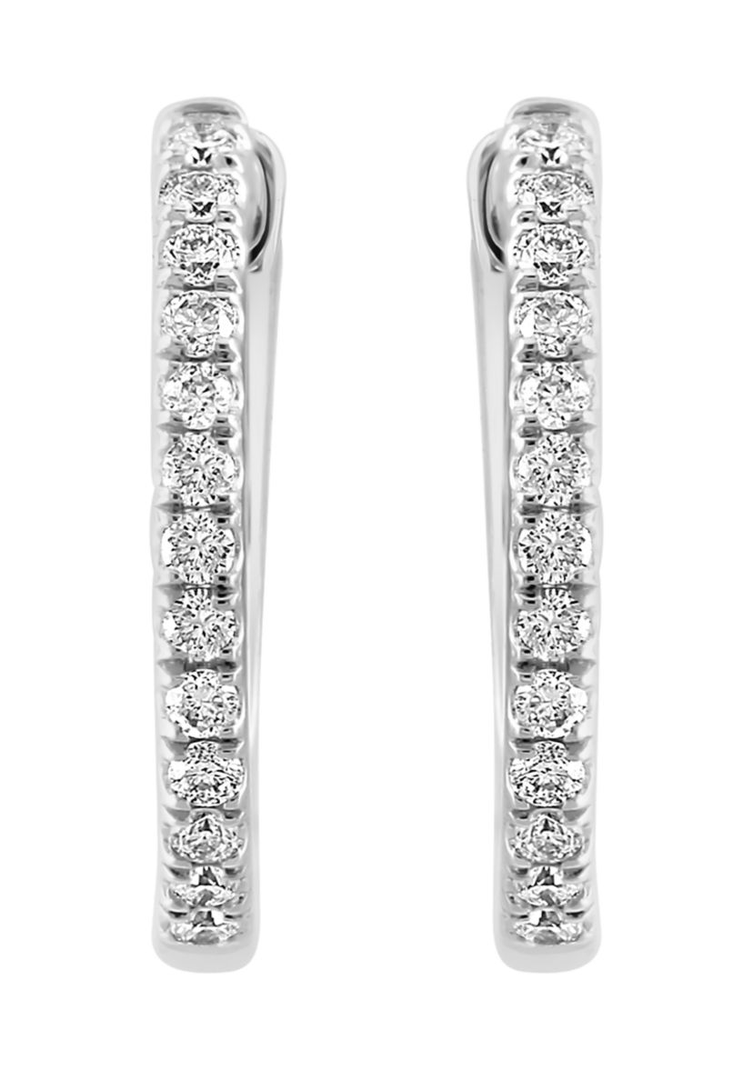 1/5 ct. t.w. Diamond Hoop Earrings in 14K White Gold