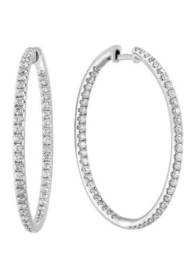 Effy 1.5 Ct. T.w. Inside Out Diamond Hoop Earrings In 14K White Gold