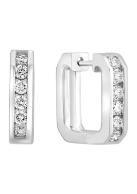 Effy 1/2 Ct. T.w. Diamond Huggie Earrings In 14K White Gold