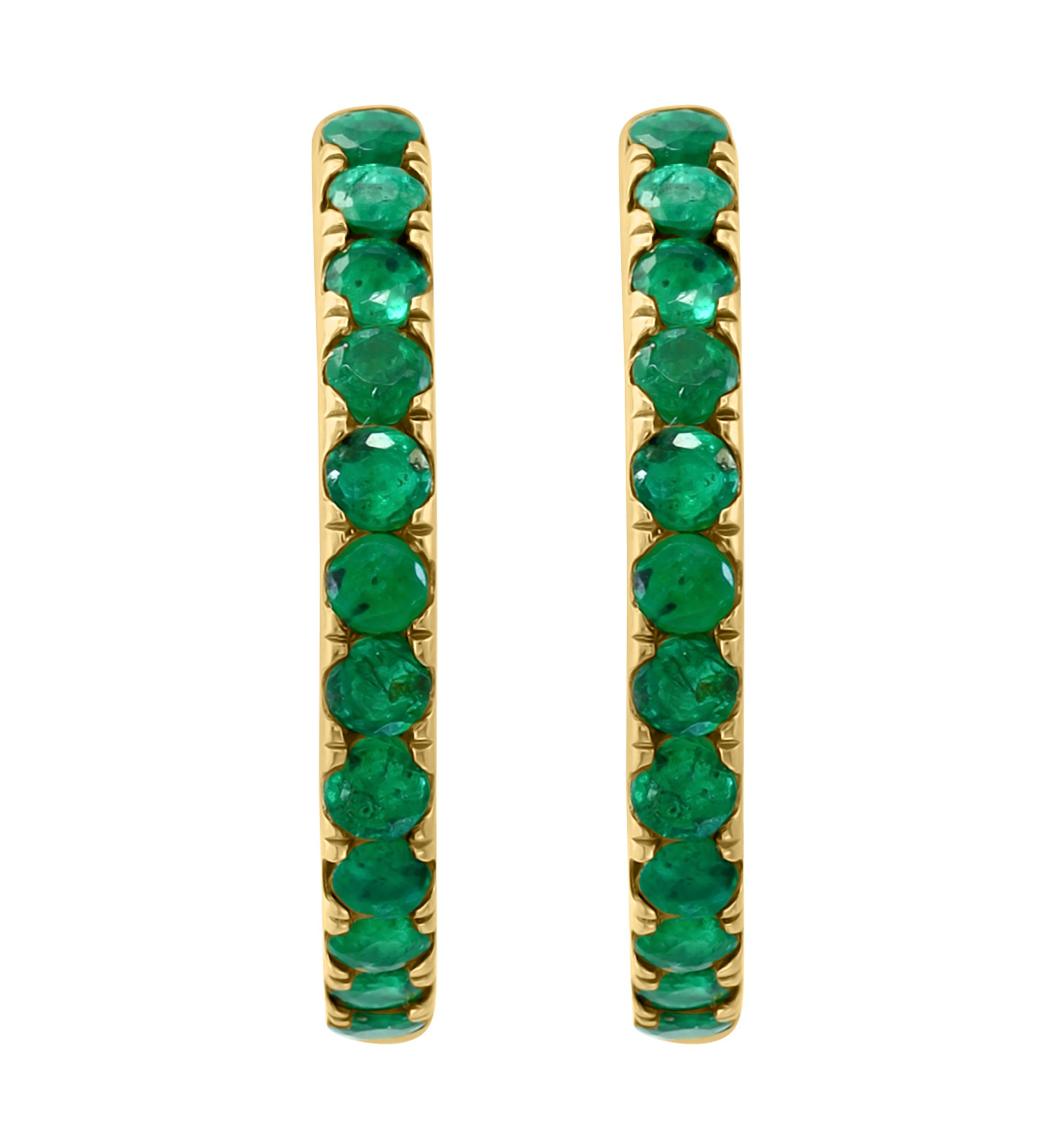 Natural Emerald Hoop Earrings in Gold Plated Sterling Silver