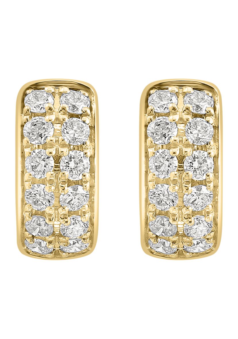 Diamond Hoop Earrings in 14K Yellow Gold