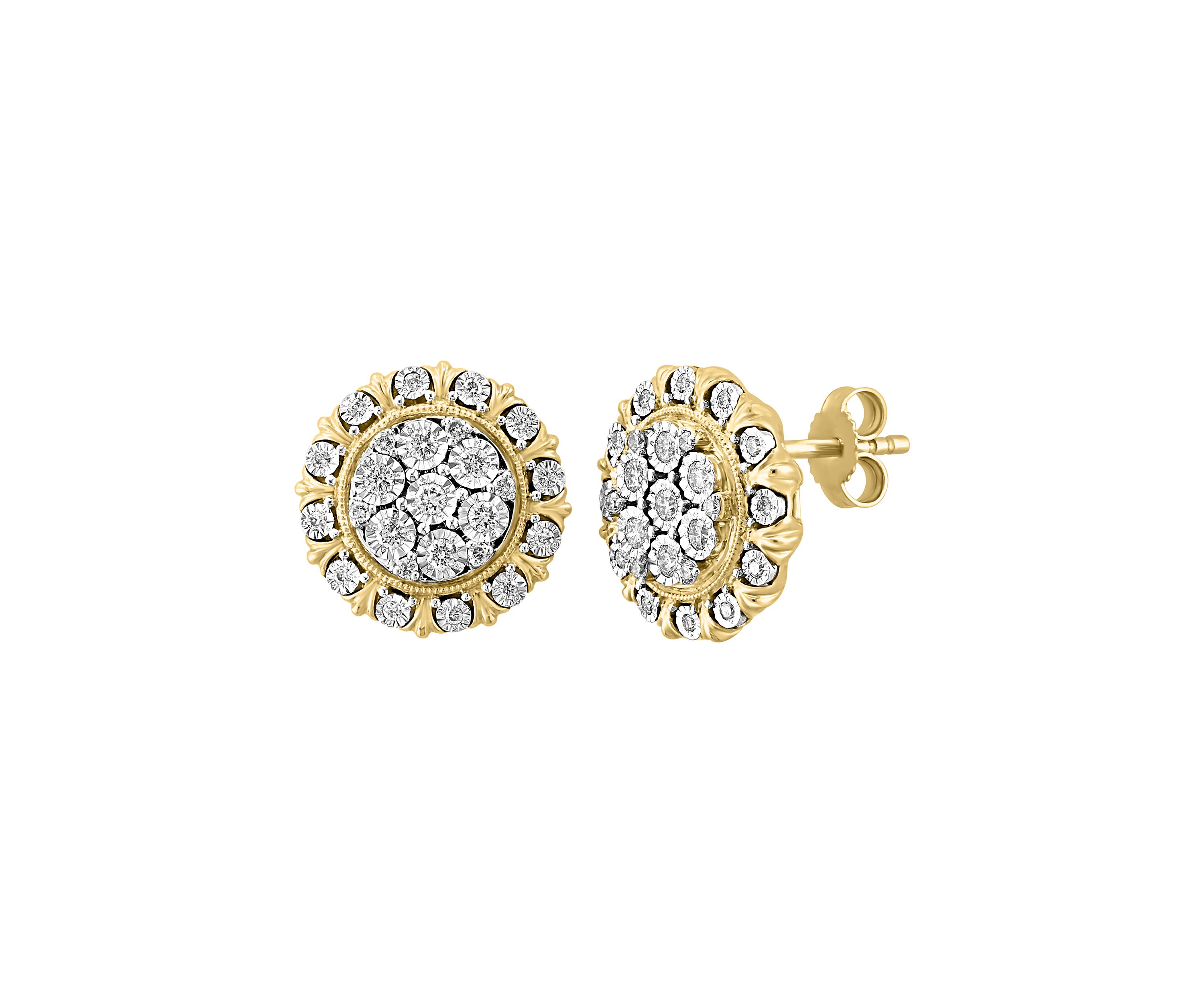 Diamond Earrings in 14K Two Tone Gold