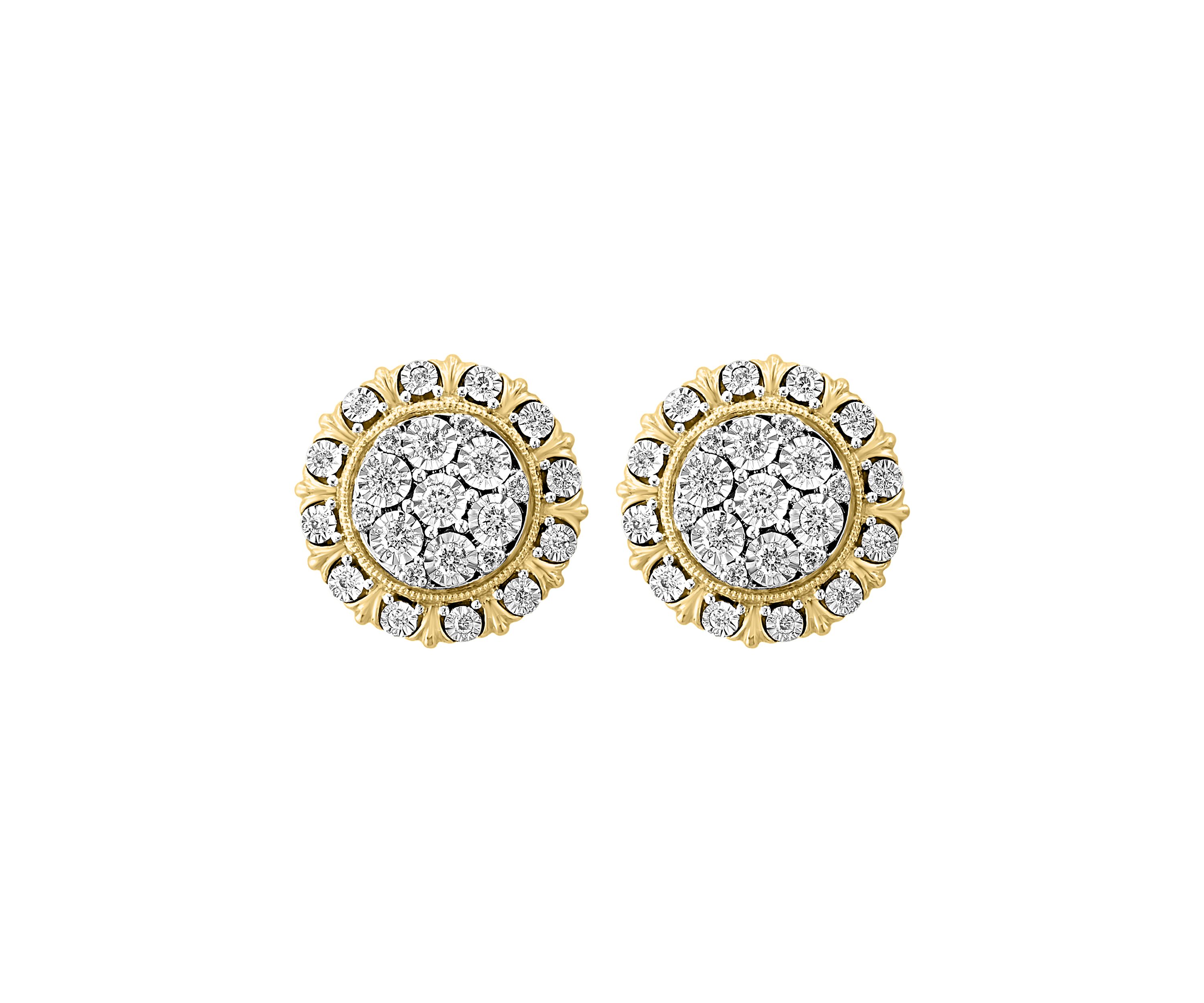 Diamond Earrings in 14K Two Tone Gold