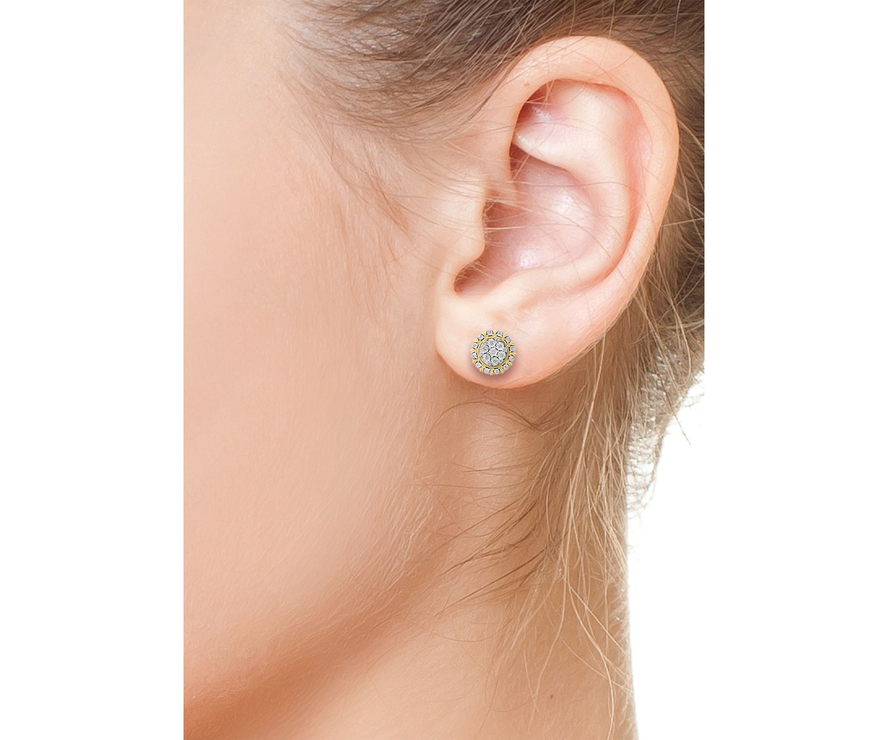 Diamond Earrings in 14K Two Tone Gold