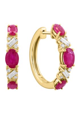 Effy 1/4 ct. t.w. Diamond and 1.98 ct. t.w. Ruby Earrings in 14K Yellow Gold -  5400452VP0HL11DR4