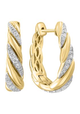 Effy 1/2 ct. t.w. Diamond Hoop Earrings in 14K Yellow Gold -  0191120868837