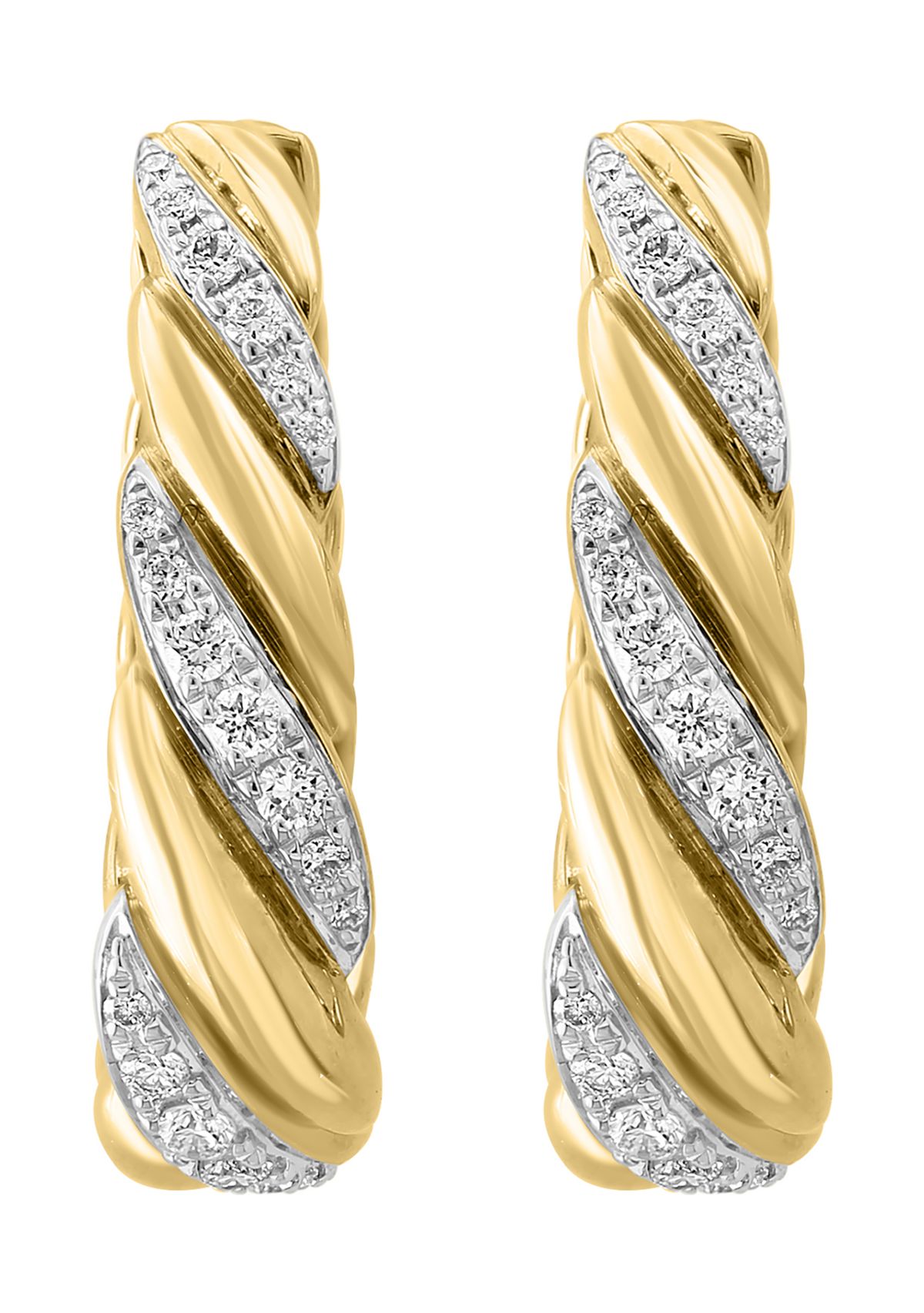 1/2 ct. t.w. Diamond Hoop Earrings in 14K Yellow Gold