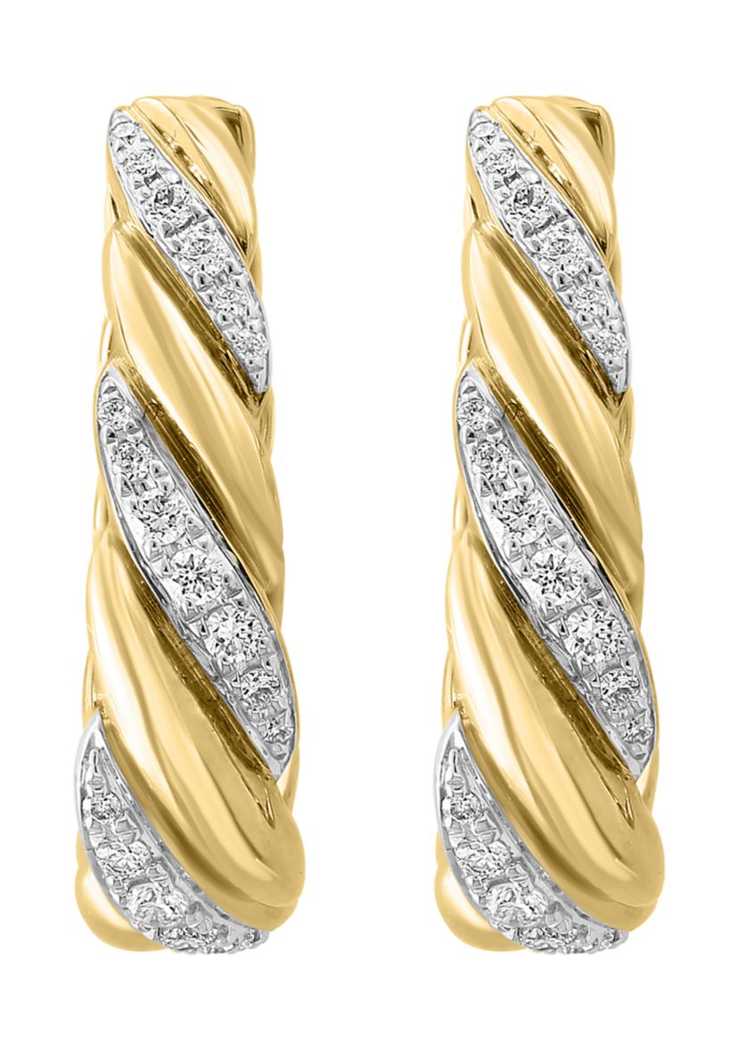 1/2 ct. t.w. Diamond Hoop Earrings in 14K Yellow Gold