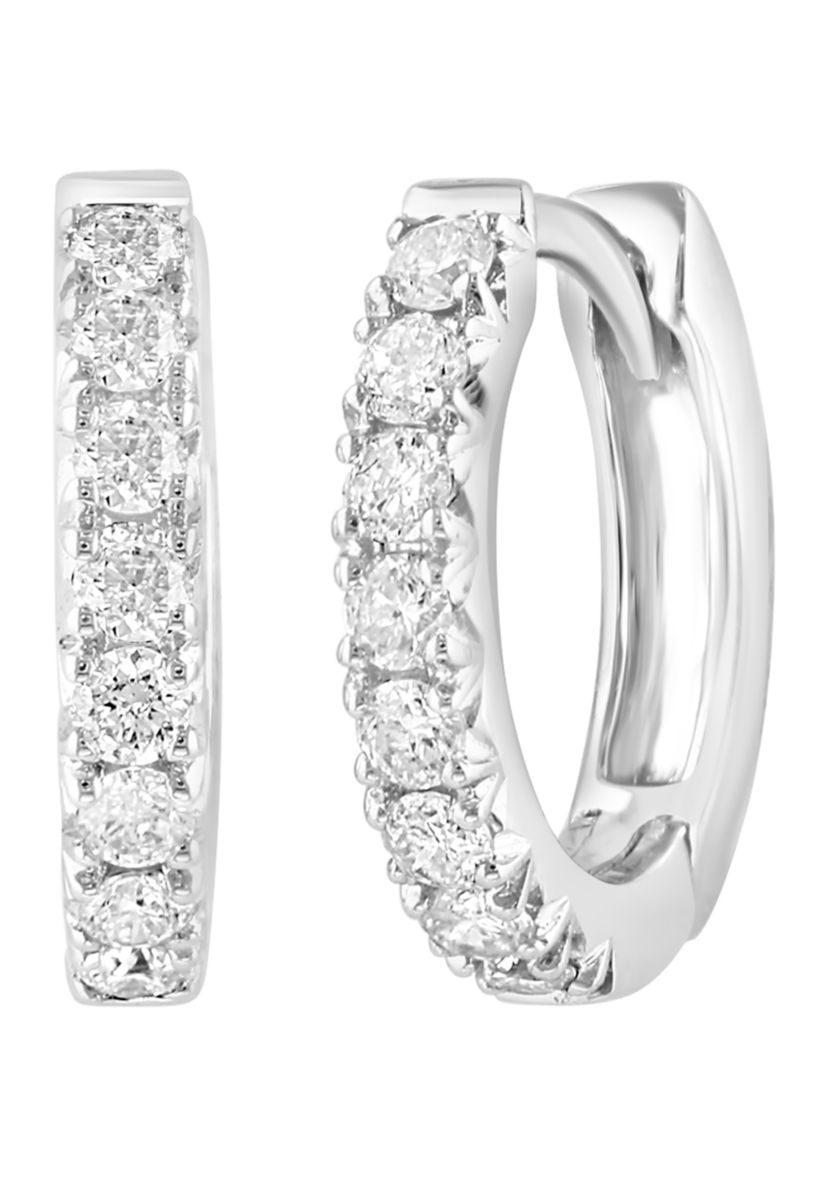 1/3 ct. t.w. Diamond Hoop Earrings in Sterling Silver