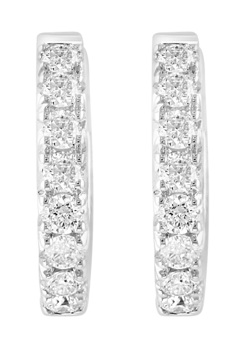 1/3 ct. t.w. Diamond Hoop Earrings in Sterling Silver
