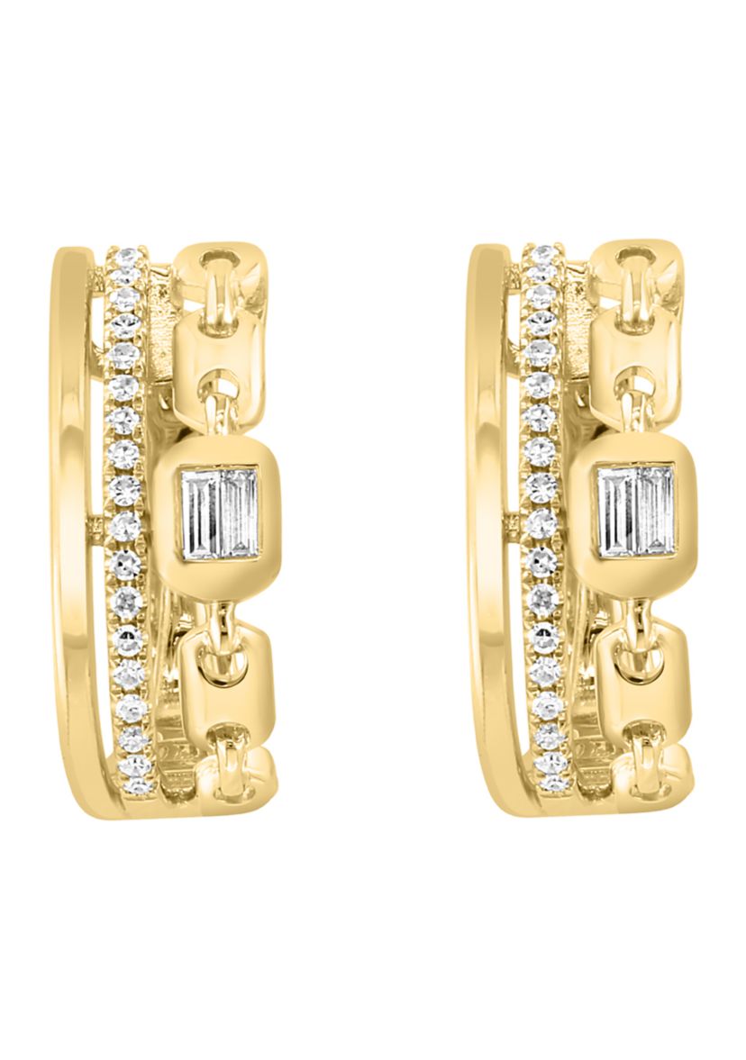 14K Yellow Gold Diamond Earrings