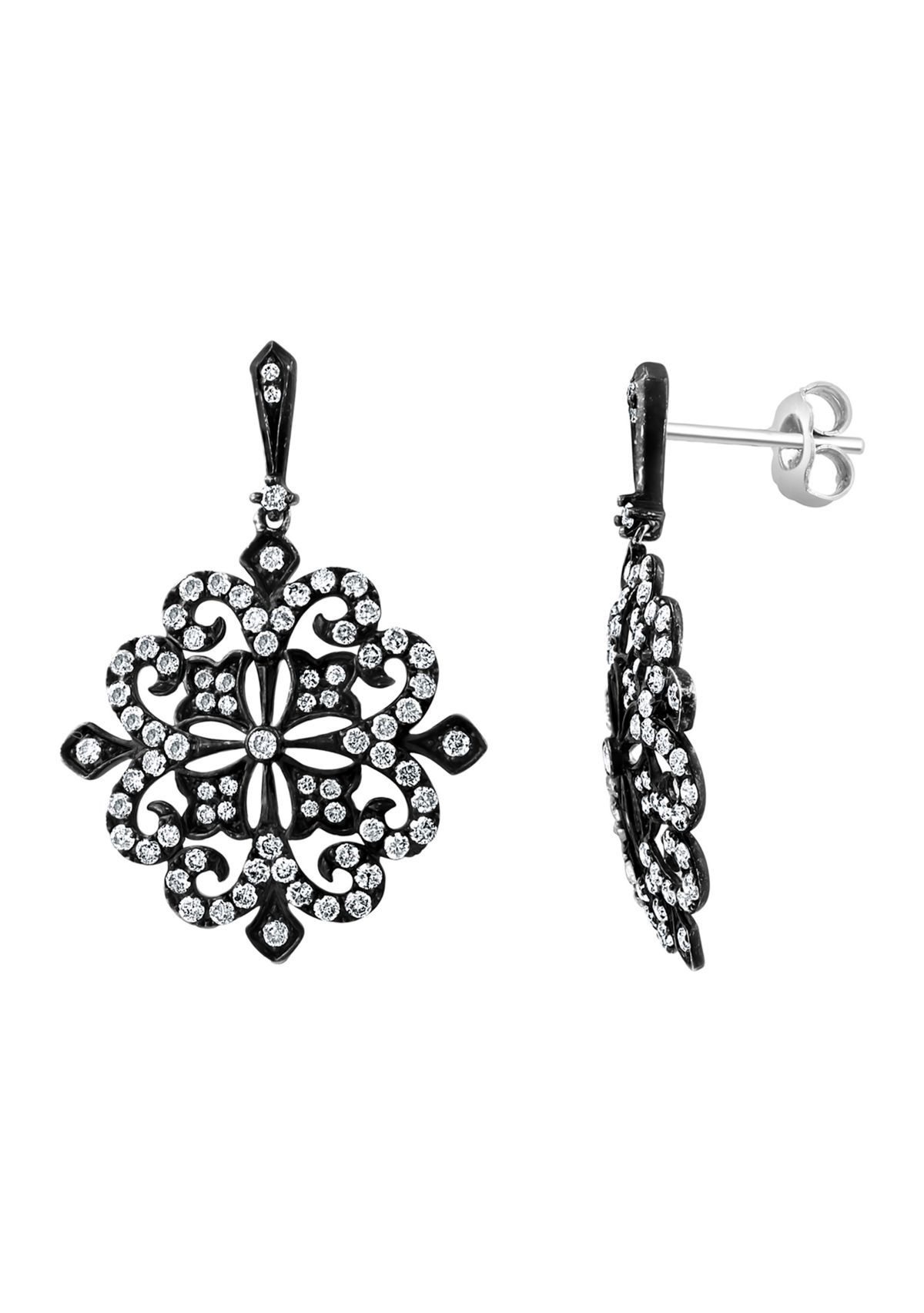 1.58 ct. t.w. Diamond Earrings in 14K Black Rhodium Plated White Gold