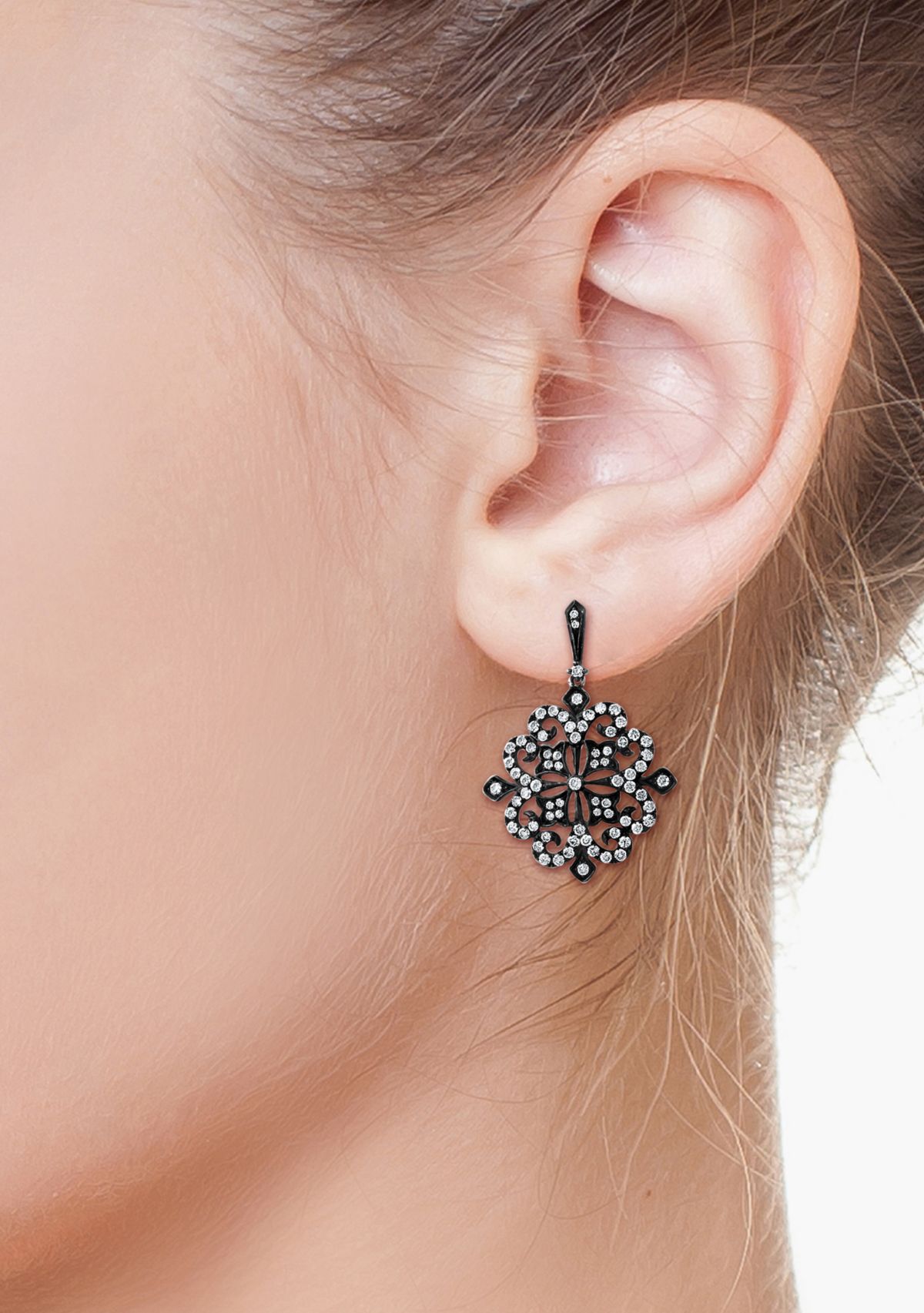 1.58 ct. t.w. Diamond Earrings in 14K Black Rhodium Plated White Gold