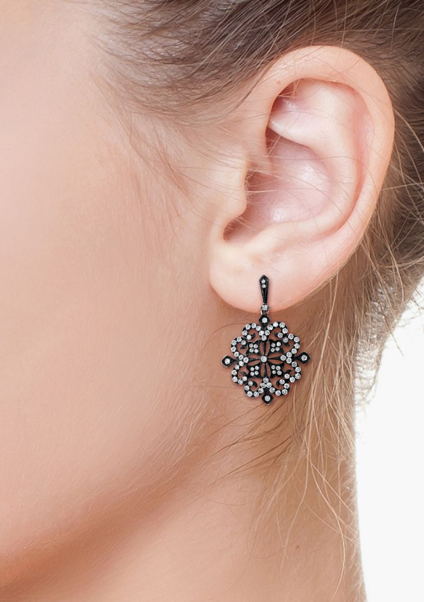 1.58 ct. t.w. Diamond Earrings in 14K Black Rhodium Plated White Gold
