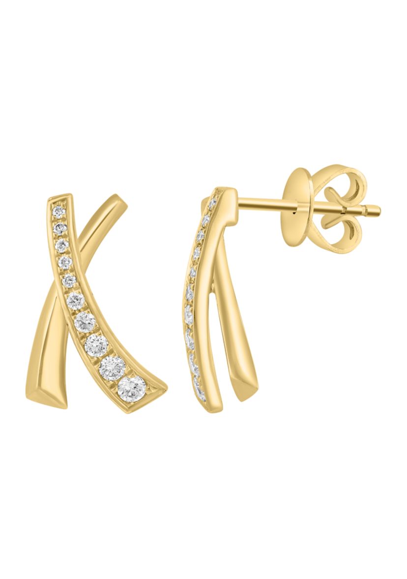 14K Yellow Gold Diamond Earrings