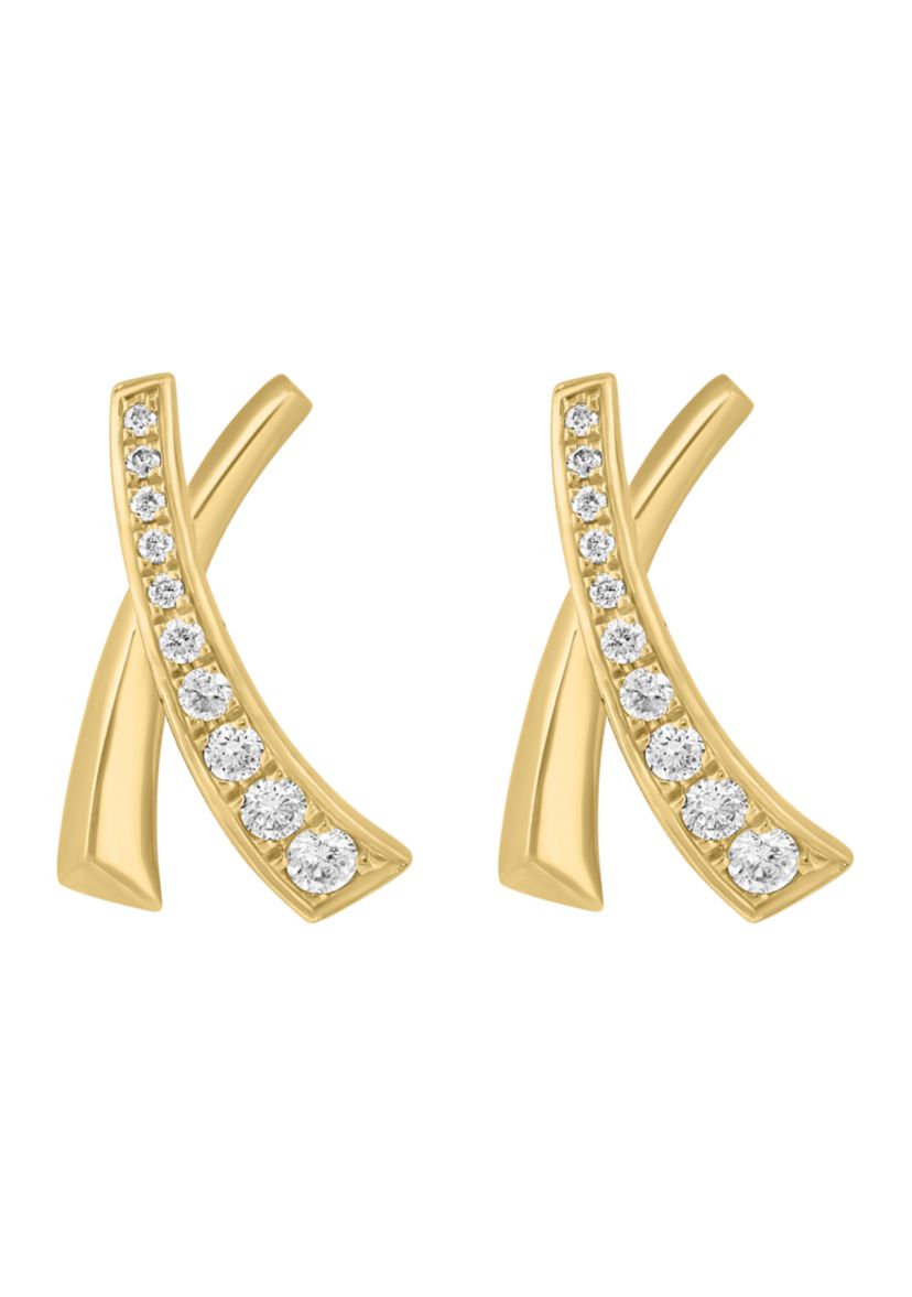 14K Yellow Gold Diamond Earrings