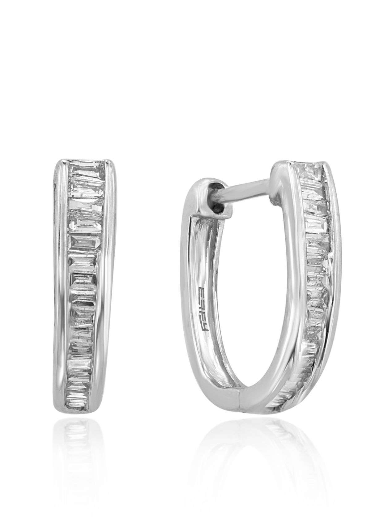 Diamond Hoop Earrings in 14K White Gold