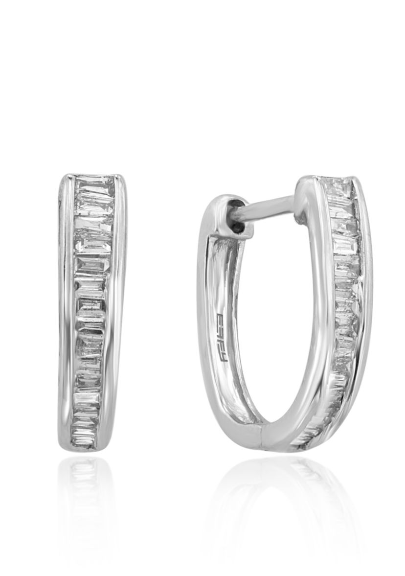 Diamond Hoop Earrings in 14K White Gold